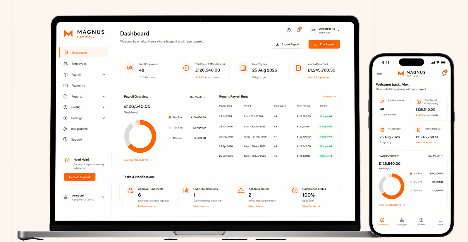 Magnus Payroll dashboard preview
